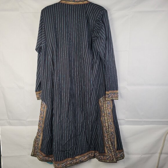 Vintage J Peterman Moroccan Aztec Indian Coat Gray w/ Gold Detailing Sz 14 - Picture 5 of 5